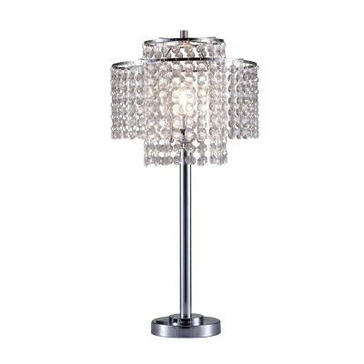 26" Antique Metal Table Lamp with Crystals and USB Port Silver - Ore International 1 26" Antique Metal Table Lamp with Crystals and USB Port Silver - Ore International