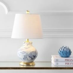 JONATHAN Y 20.5" Ceramic Holly Marbleized Table Lamp (Includes LED Light Bulb) Blue - JONATHAN Y