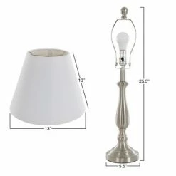 Set of 2 Table Lamps Traditional Brushed Steel (Includes LED Light Bulb) - Yorkshire Home
