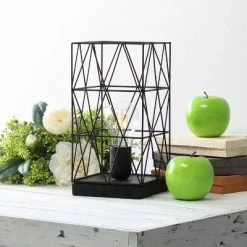 Metal Geometric Square Table Lamp Black - Simple Designs -Desk Lamps sales shop unnamed file 840