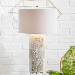 JONATHAN Y 28.5" Seashell/Resin/Crystal Rosette Table Lamp (Includes LED Light Bulb) White - JONATHAN Y -Desk Lamps sales shop unnamed file 855