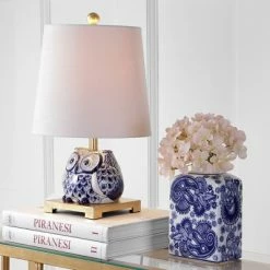 JONATHAN Y 16" Ceramic Justina Mini Table Lamp (Includes LED Light Bulb) Blue - JONATHAN Y