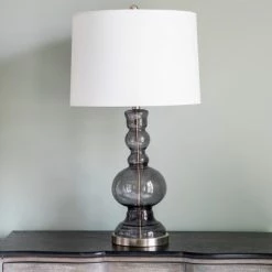 29" x 16" Glass Sadie Sculpted Table Lamp Smoke Translucent - Decor Therapy -Desk Lamps sales shop unnamed file 899