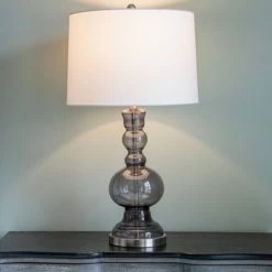 29" x 16" Glass Sadie Sculpted Table Lamp Smoke Translucent - Decor Therapy -Desk Lamps sales shop unnamed file 900