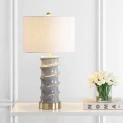 JONATHAN Y 28" Ceramic Taipei Table Lamp (Includes Energy Efficient Light Bulb) - JONATHAN Y Gray