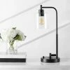 JONATHAN Y 23" Iron/Seeded Glass Axel Farmhouse Industrial Task Lamp (Includes LED Light Bulb) Black - JONATHAN Y