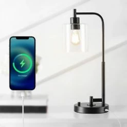 JONATHAN Y 23" Iron/Seeded Glass Axel Farmhouse Industrial Task Lamp (Includes LED Light Bulb) Black - JONATHAN Y 5 JONATHAN Y 23" Iron/Seeded Glass Axel Farmhouse Industrial Task Lamp (Includes LED Light Bulb) Black - JONATHAN Y -Desk Lamps sales shop unnamed file 948